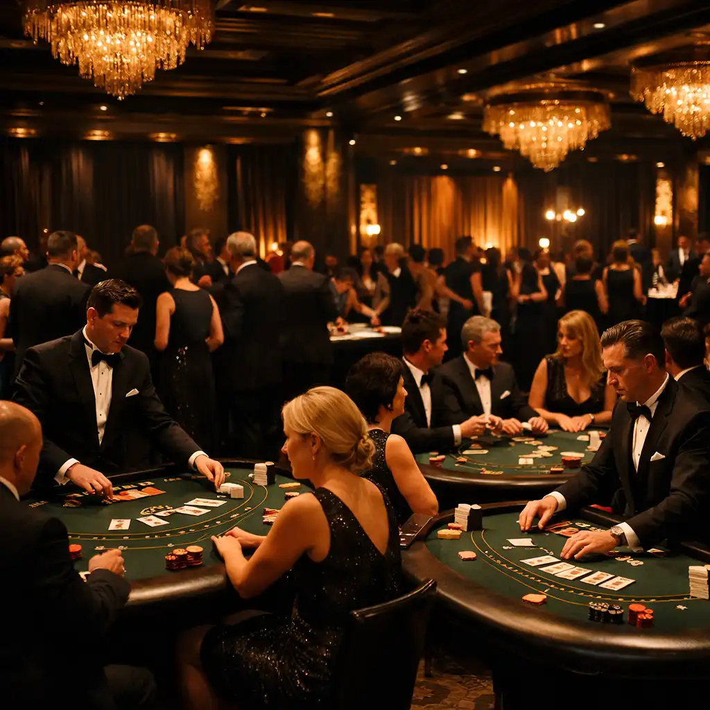 Gala korporacyjna dla firmy technologicznej — stoły do blackjacka i elegancka sala